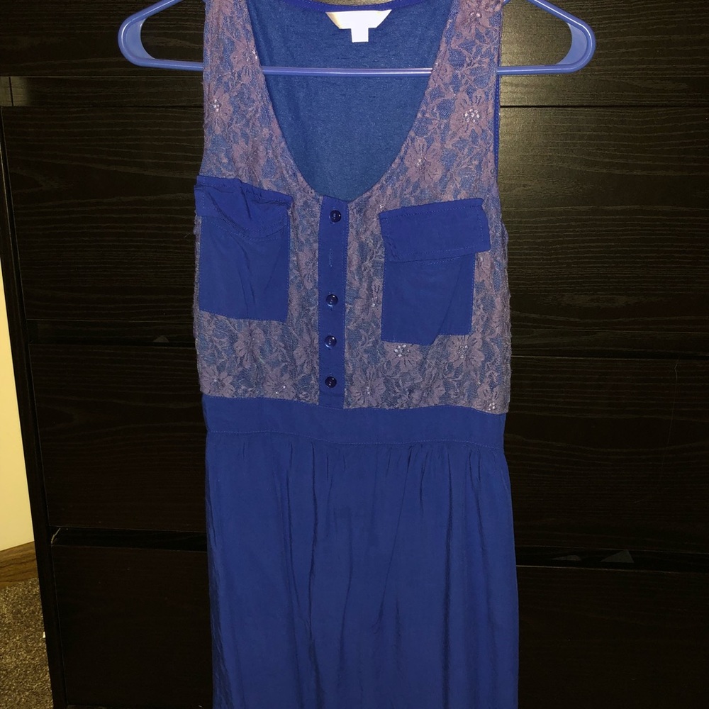 Lace blue mini dress